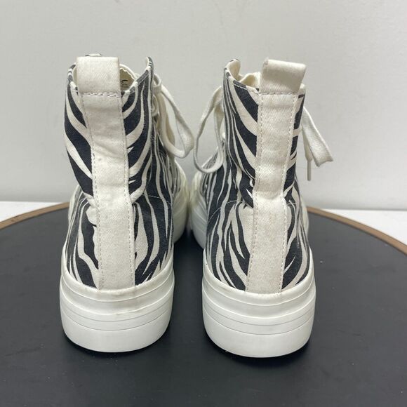 Pull‎ and Bear Sneakers Women Size 9 US Black and White Trainers Zebra High Top - Picture 7 of 12